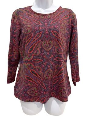 J.McLaughlin Catalina Cloth Paisley Print 3/4 Sleeve Top. Medium